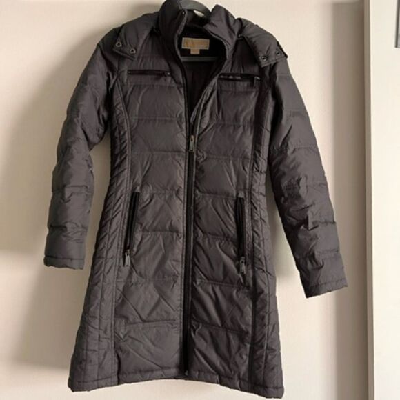 MICHAEL KORS - long puffer jacket with hood size XS - Picture 1 of 7